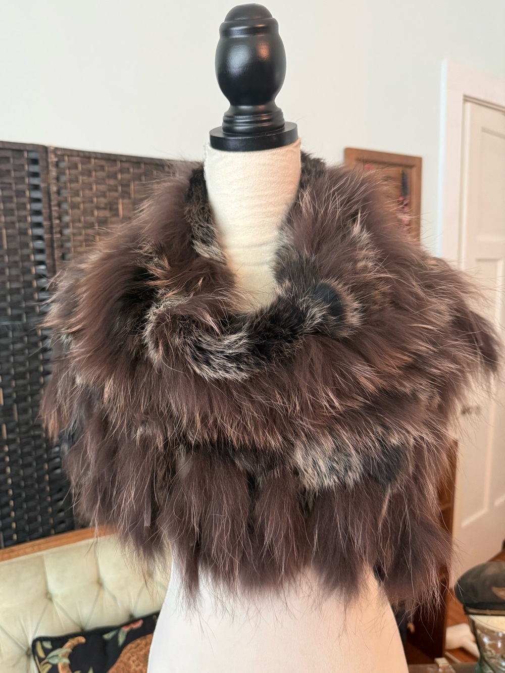 🤎🖤 FURLUX Genuine Fur Cowl Scarf Wrap Luxury Winter Accessory Quebec Designer